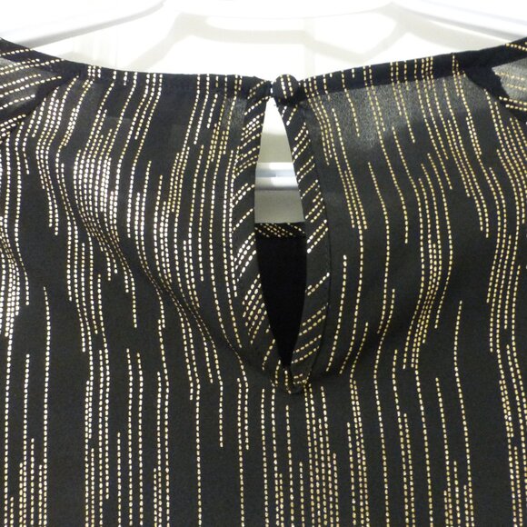 LE CHATEAU black metallic gold flutter sleeve top - Picture 8 of 10